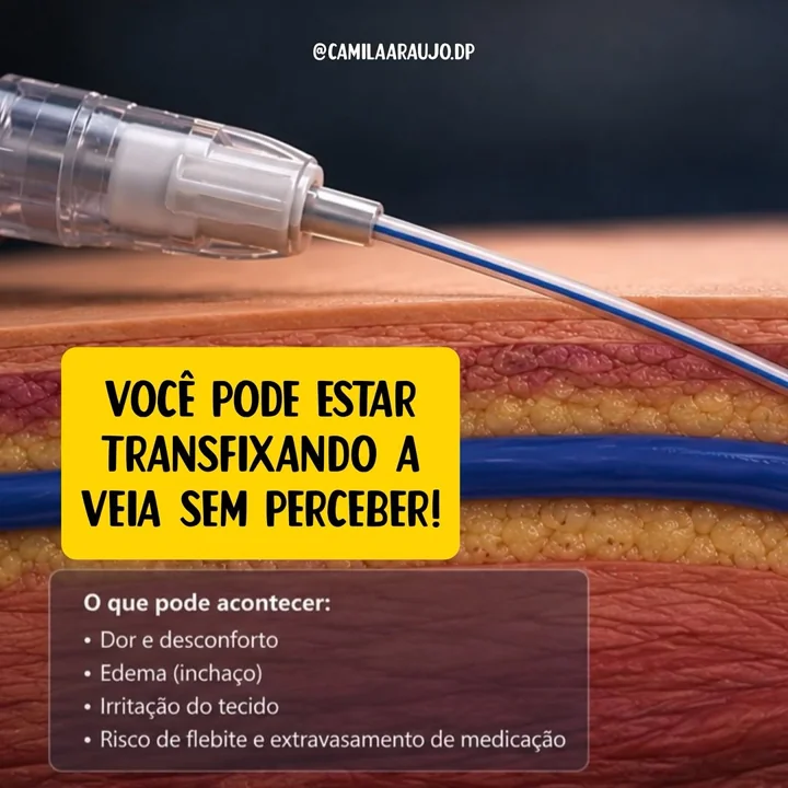 Publicação educativa de Camila sobre punção venosa